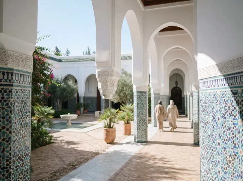 أقواس وزخارف إسلامية بالأزرق السماوي